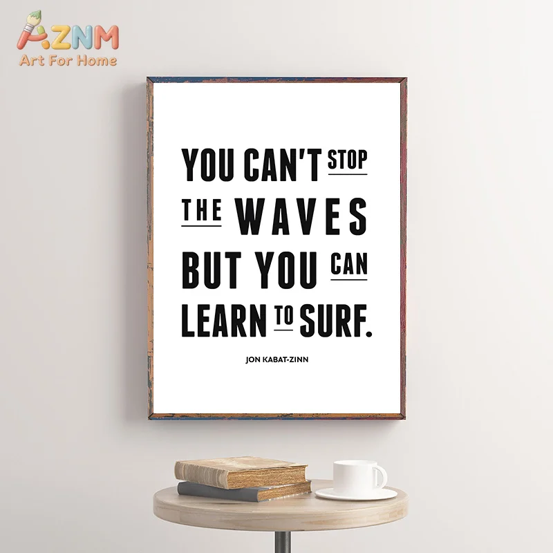 AZNM Minimalist Inspirational Quote Canvas Wall Art Black White Typography Poster Office Living Room Bedroom Unframed Decor Prin