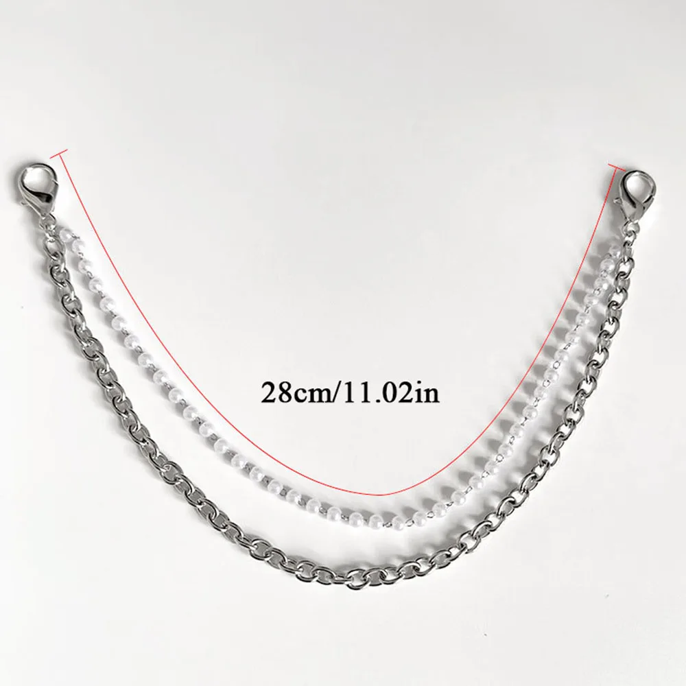 Sneaker Decorations New Hollow Love Pendant Pearl Double Layer Shoe Chain Spicy Girl Shoe DIY Metal Chain Pendant Hot Selling