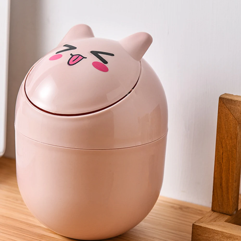 

Desktop Trash Can Mini Bin Waste Basket Office Storage ABS Lid Bathroom Garbage Organizer Multifunctional Home Supplies Storage