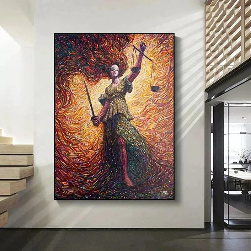 Scales of Justice Goddess of Justice Abstract Attorney Art Posters Canvas Painting Wall Prints Pictures Lawyer Office Home Decor