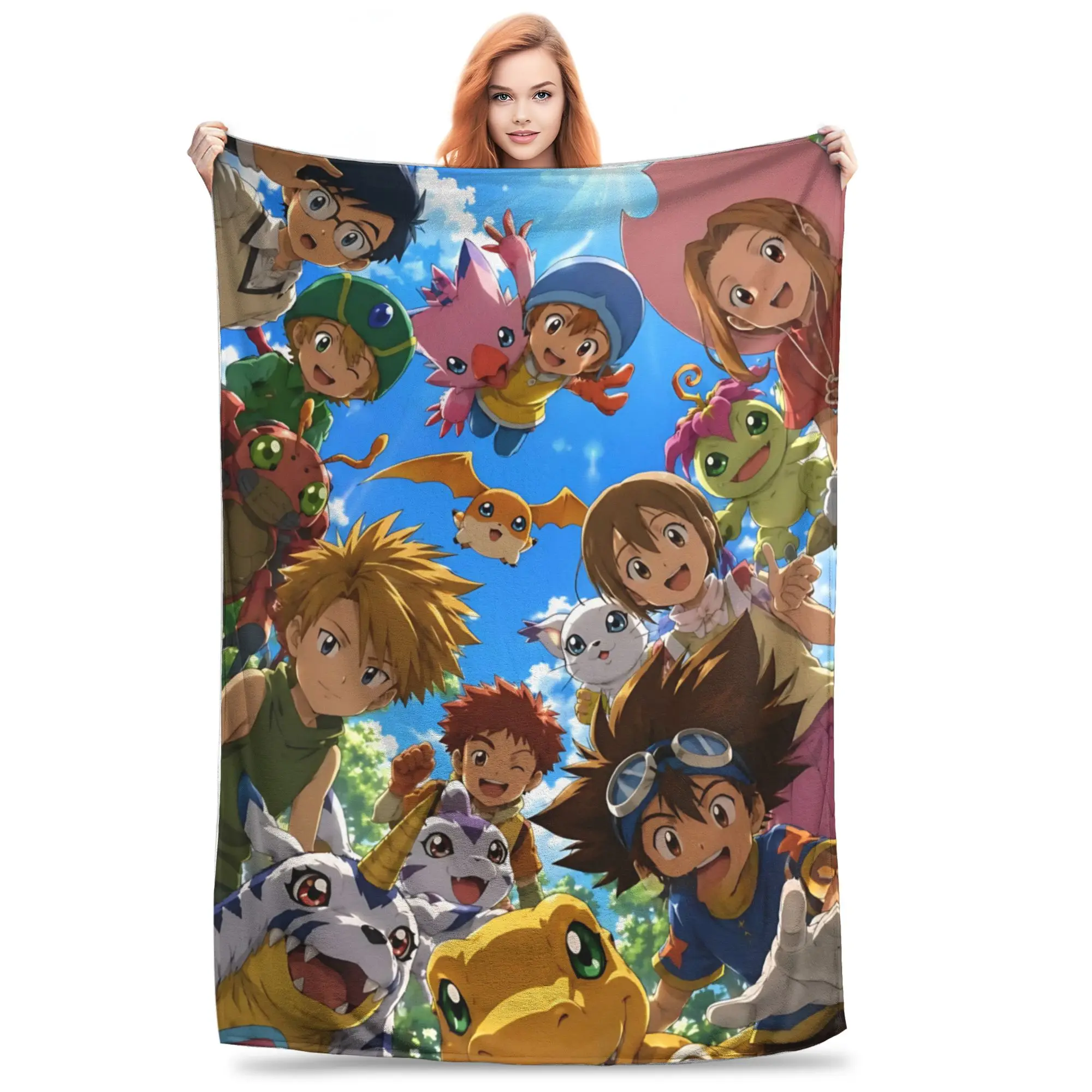 1PC Home Digimon Adventures Blanket Throw Blanket  Novelty Warm Blanket All Season Gift