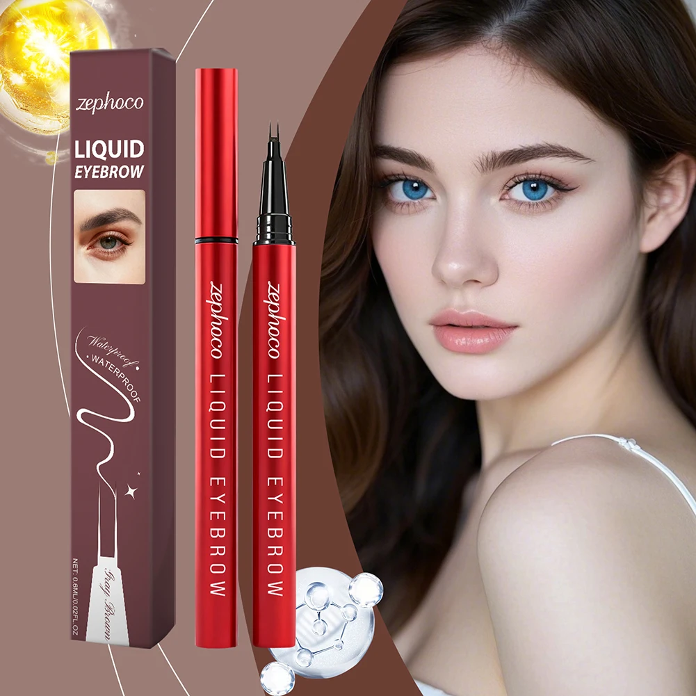 Grey Brown Double Fork liquid eyebrow pencil  2 Split Tip Natural Effect waterproof long lasting smudge proof Eyebrow Pen Makeup