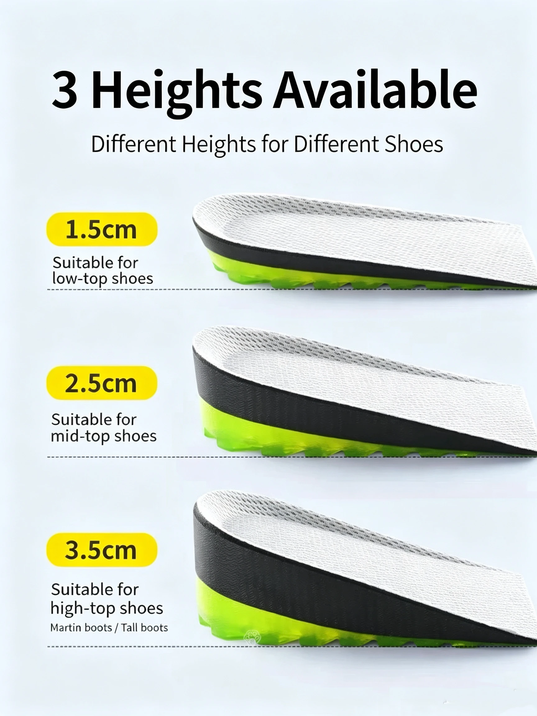 Non-Slip Height-Increasing Heel Lift Insoles