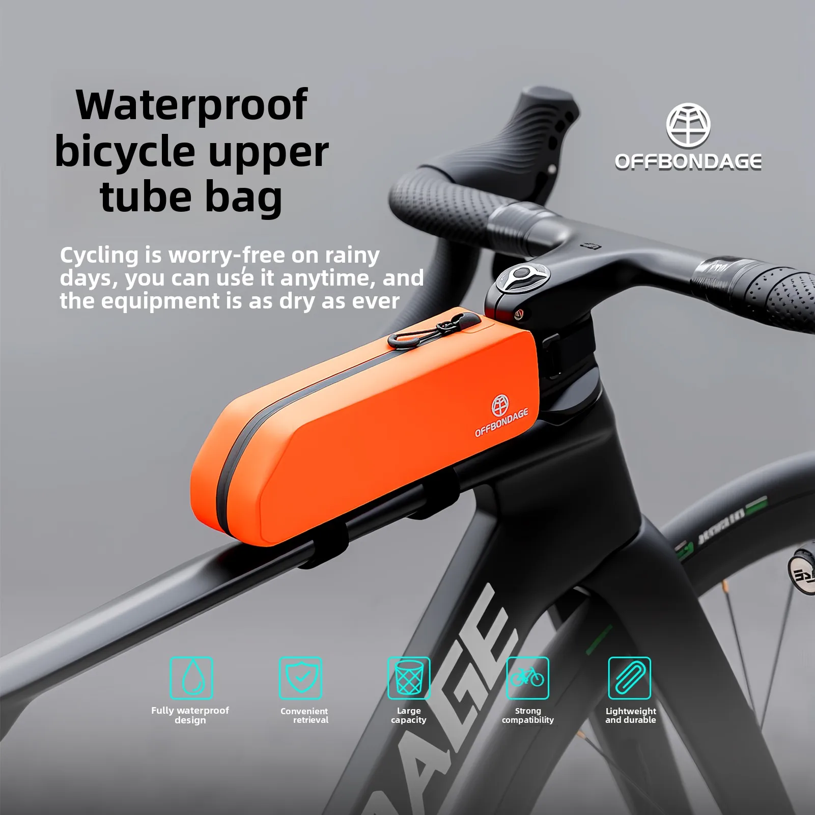 

OFFBONDAGE Bicycle Top Tube Bag Bike Bag Waterproof Cycling Front Frame Bag MTB Road Bolt and Belt Riding Bag Bicycle Accessory