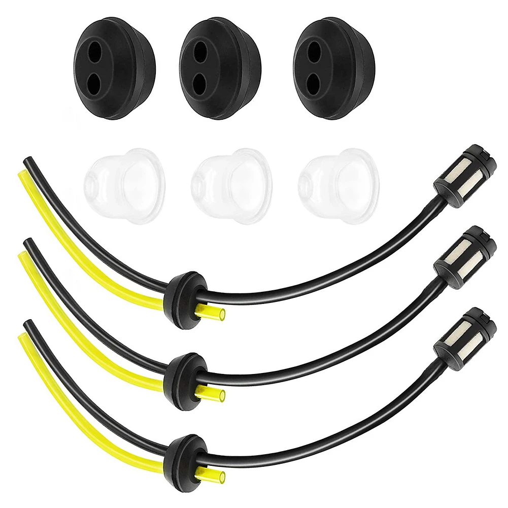 3 Set Universal Grass Trimmer Fuel Line Filter Kit For Brush Cutter Strimmer  Fuel Hoses With Fuel Filter And Gasket Primers