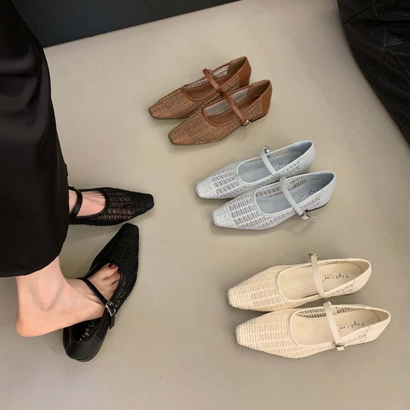 

Bailamos Brand Vintage Square Toe Women Flats Outside Buckle Loafers Zapatos Mujer Elegant Dress Shoes Fashion Slip On Casual Sh