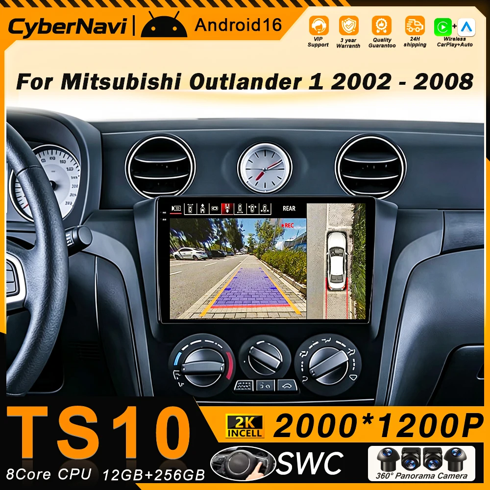 Android Auto Car Radio Carplay For Mitsubishi Outlander 1 2002 - 2008 GPS Navigation Head Unit 2 Din Multimedia Player Bluetooth