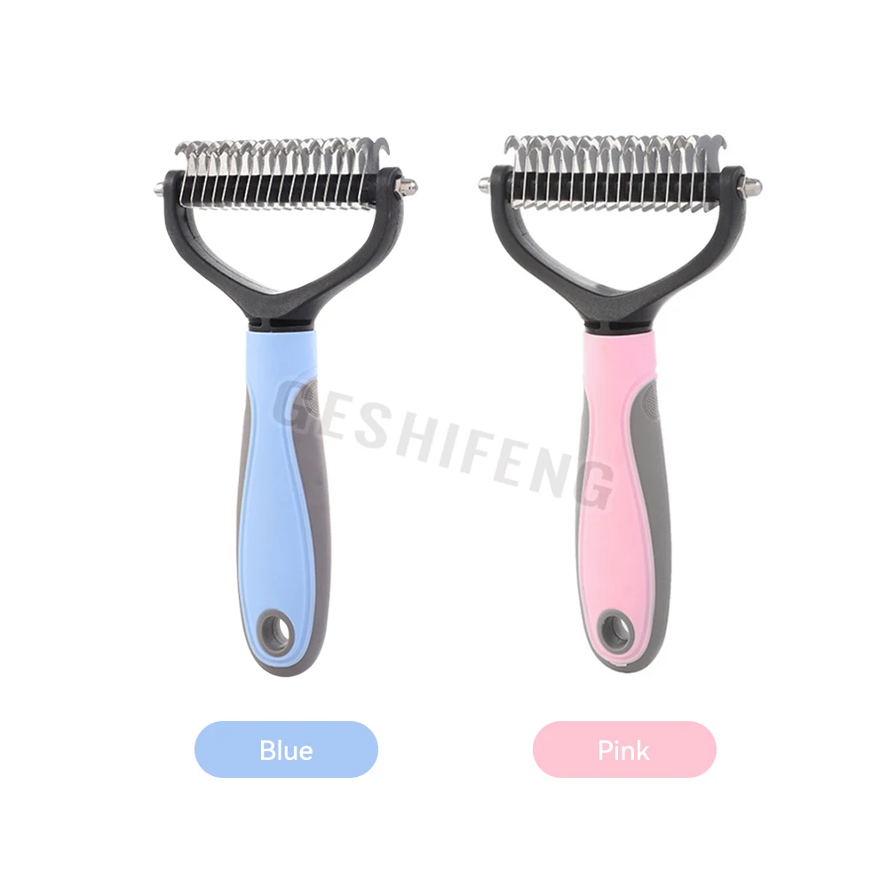 

Wholesale Pet Hair Removal Comb Blue Pink Comb Hair Removal Cleaning Tools for Long Hair Deshedding Comb