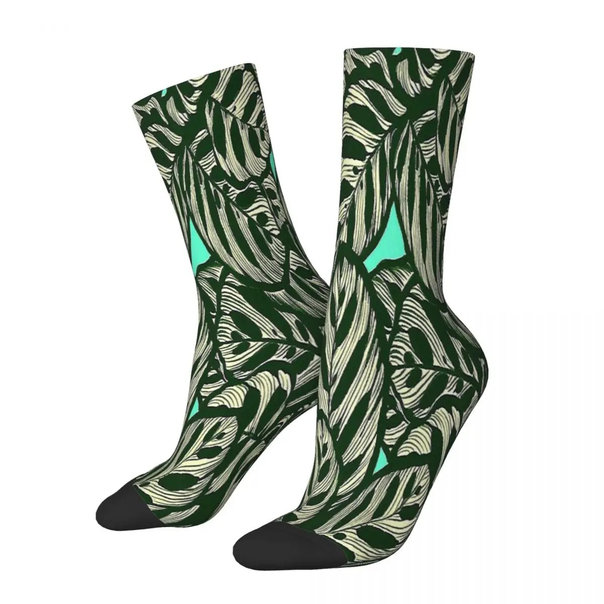 Calathea Makoyana Tropical Leaves Green Socks Male Mens Women Summer Stockings Polyester