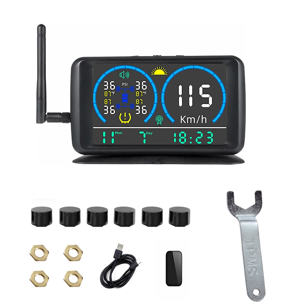 NEW Color LCD Display Car Tire Pressure Monitoring System Auto Security Alarm Systems With 6 External Sensors