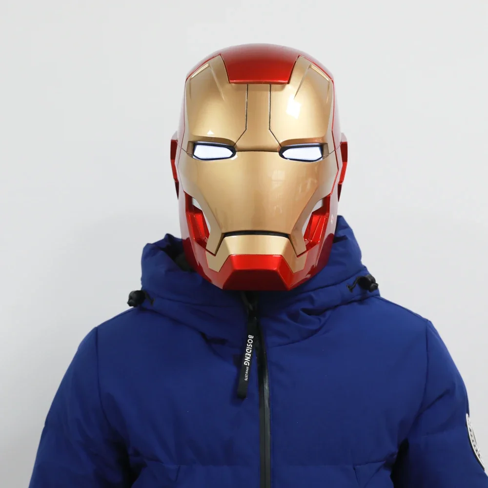 Cosplay 1/1 Iron man MK42 Mark 42 Helmet mask magnetic ring control electric open led light eye Costume party stage show props