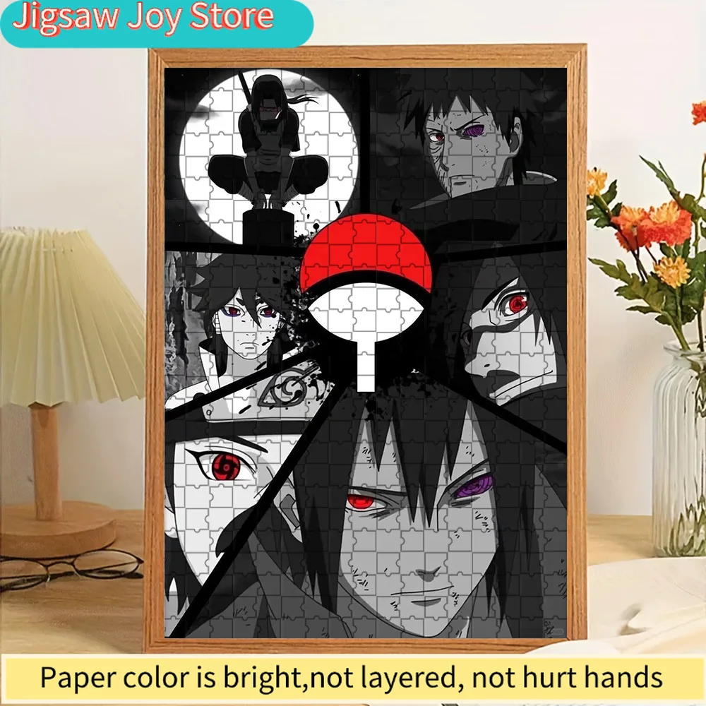 

Anime Uchiha Clan Members Sharingan Collage Scene Paper Jigsaw Puzzle, Premium Thick Paper Material, HD Monochrome Background wi
