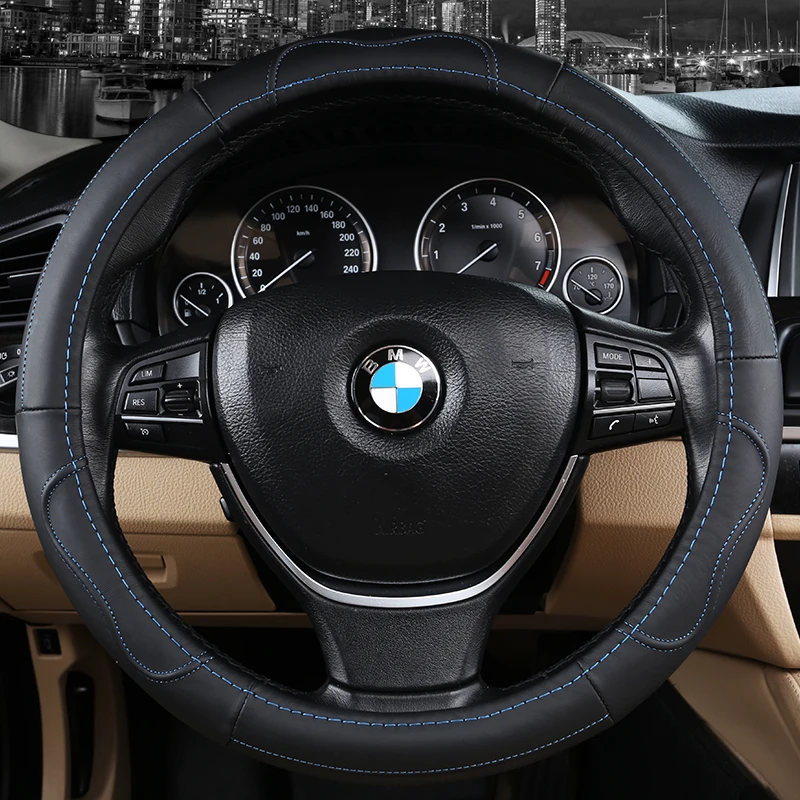 Genuine Leather Car Steering Wheel Cover 38cm For BMW E90 320i 325i 330i 335i E87 120i 130i 120d Auto Interior Accessories