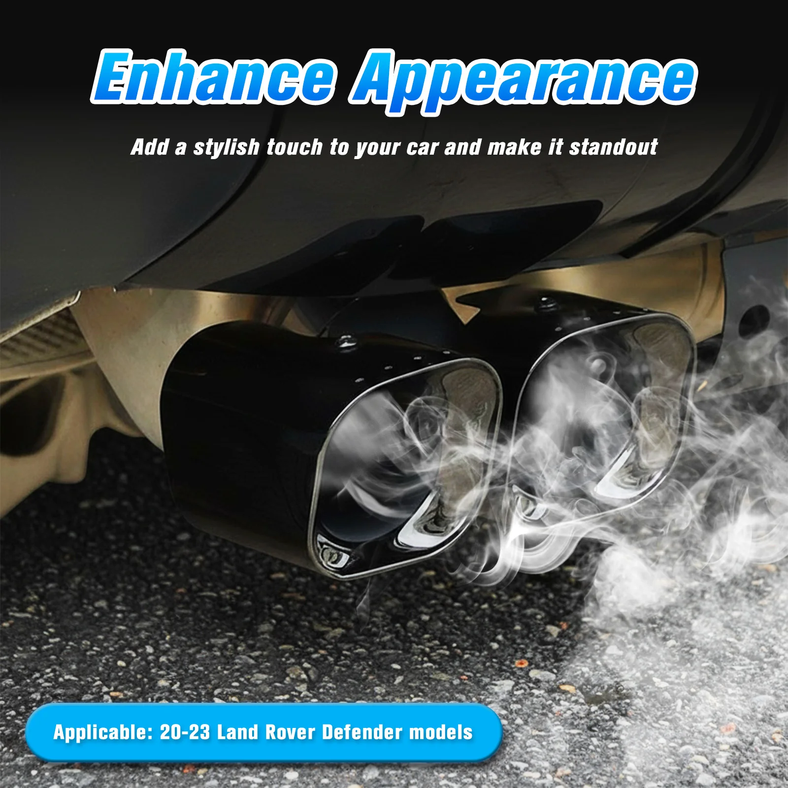 

Car Rear Tailpipe Stainless Steel Car Exhaust Pipe Car Rear Tail Exhaust Cover Suitable for Land Rover Defender 90/110/130 20-25