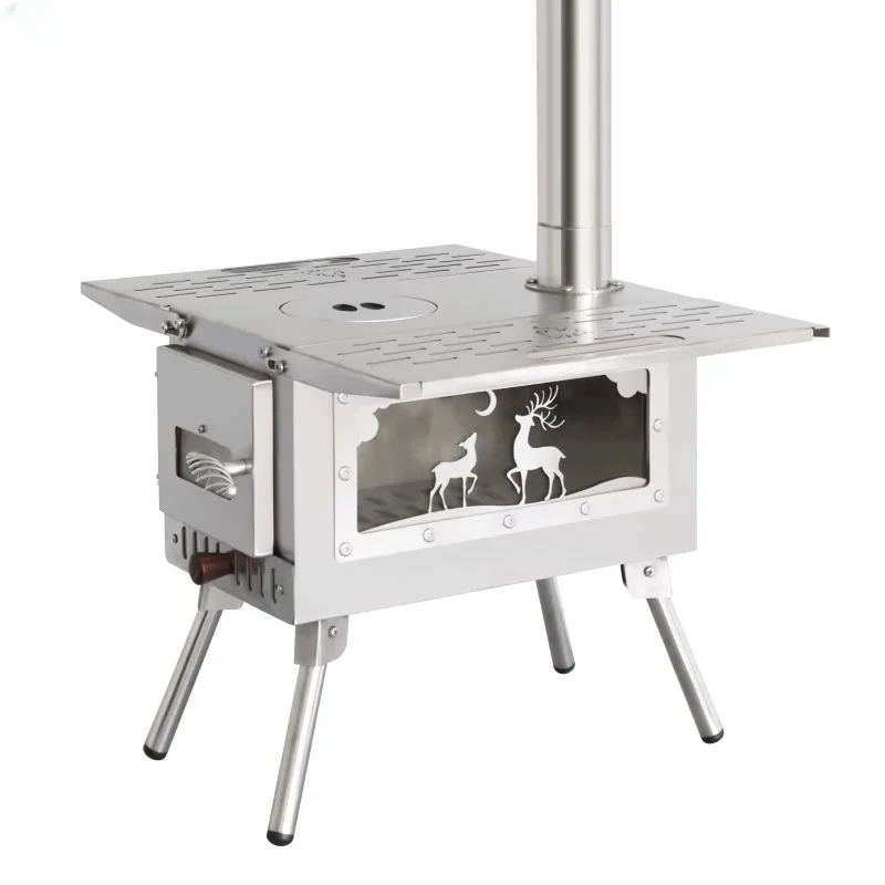 Airo Portable Stainless Steel Mini BBQ Grill Foldable Outdoor Firewood Tent for Home Cooking for Wood Stove
