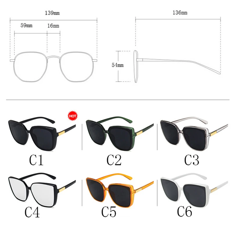 Fashion Women Square Large Frame Sunglasses Vintage Classics Men Women Trendy Style Glasses Unisex Gradient Hip Hop UV400