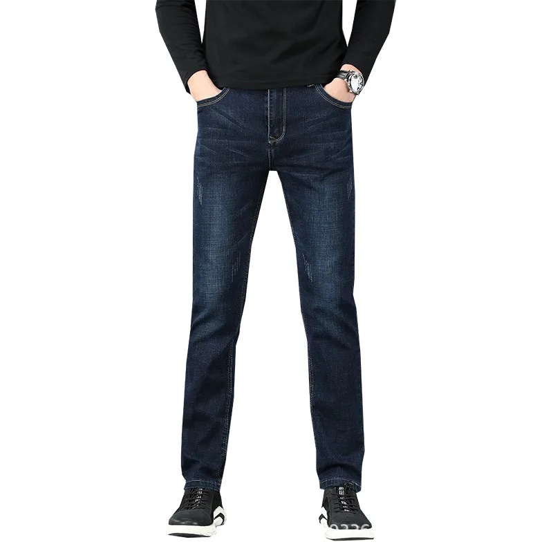 

Джинсы мужские, модные брендовые прямые свободные брюки, эластичные трендовые летние тонкие широкие брюки для отдыха, длинные взрослые джентльмены Fallow