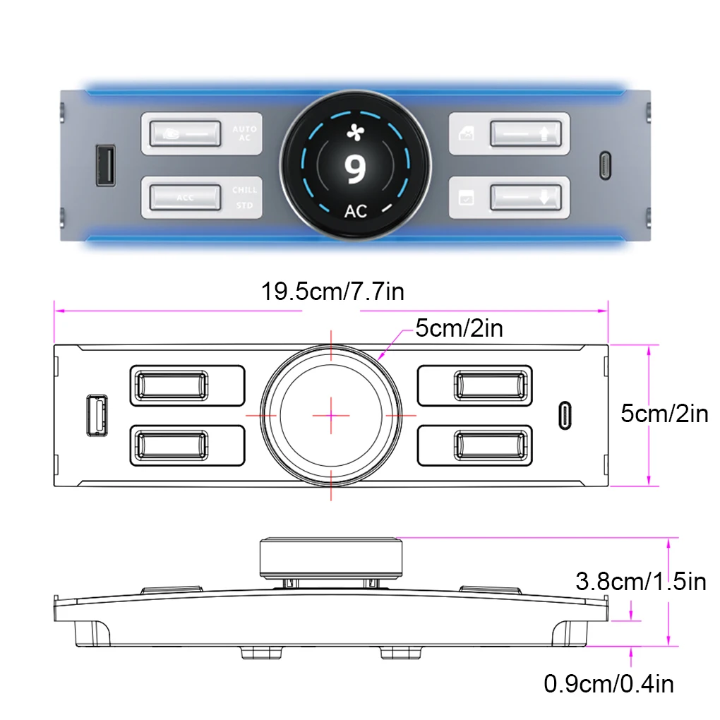 Intelligent Docking Station Multifunctional Knob With USB Type-C Port Fit For Tesla Model 3/Y For Tesla Model 3 or Y 2021-20224