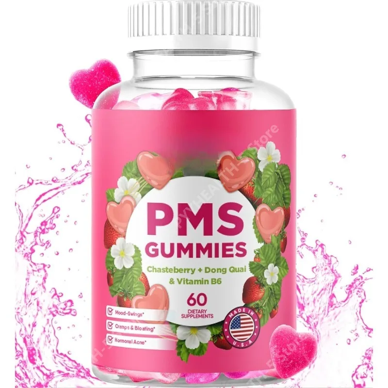 

PMS Gummies - PMS Vitamins for Women & Teens PMS Period Relief Cramping, Bloating, Mood Swings (Strawberry, 60 Count)