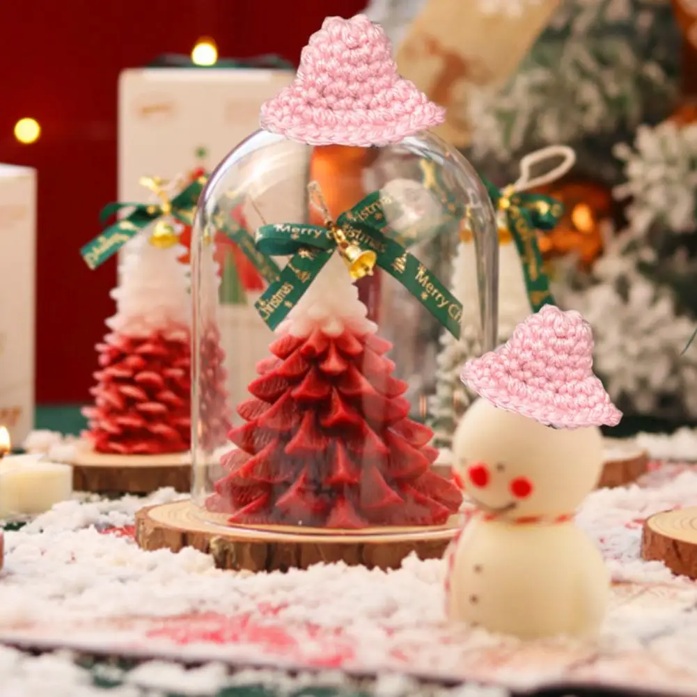 زينة قبعة عيد الميلاد الصغيرة محبوك عطلة قبعة الحلي يدويا قبعات محبوكة مصغرة لمشاريع DIY #2