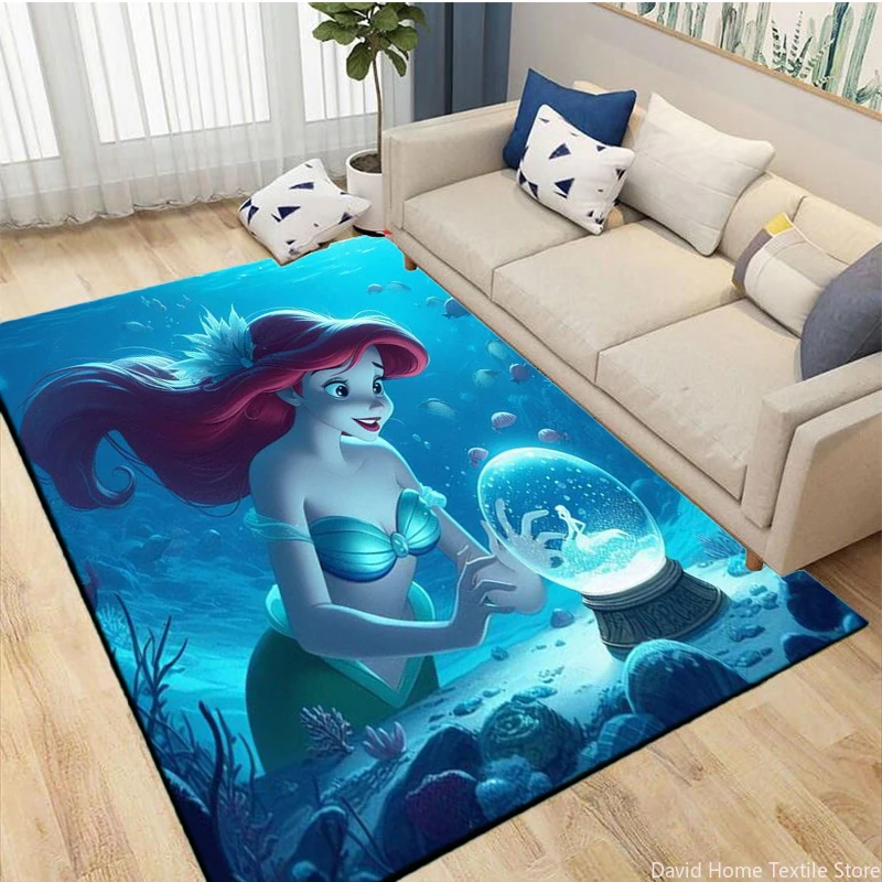 

Little Mermaid Ariel Princess Cartoon area carpet for children Living room Bedroom floor mat Round Carpet Children's Bedroom Rug