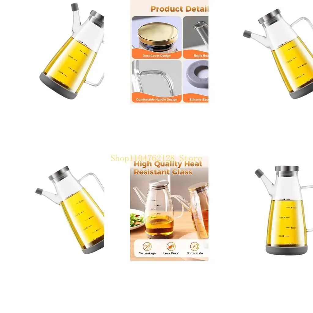 

Drip Proof Nonrust Steel Glass Oil Dispenser Leak proof Kitchen Oil Bottle For Cooking Vinegar Soys Sauce With Wide Mouths Easy