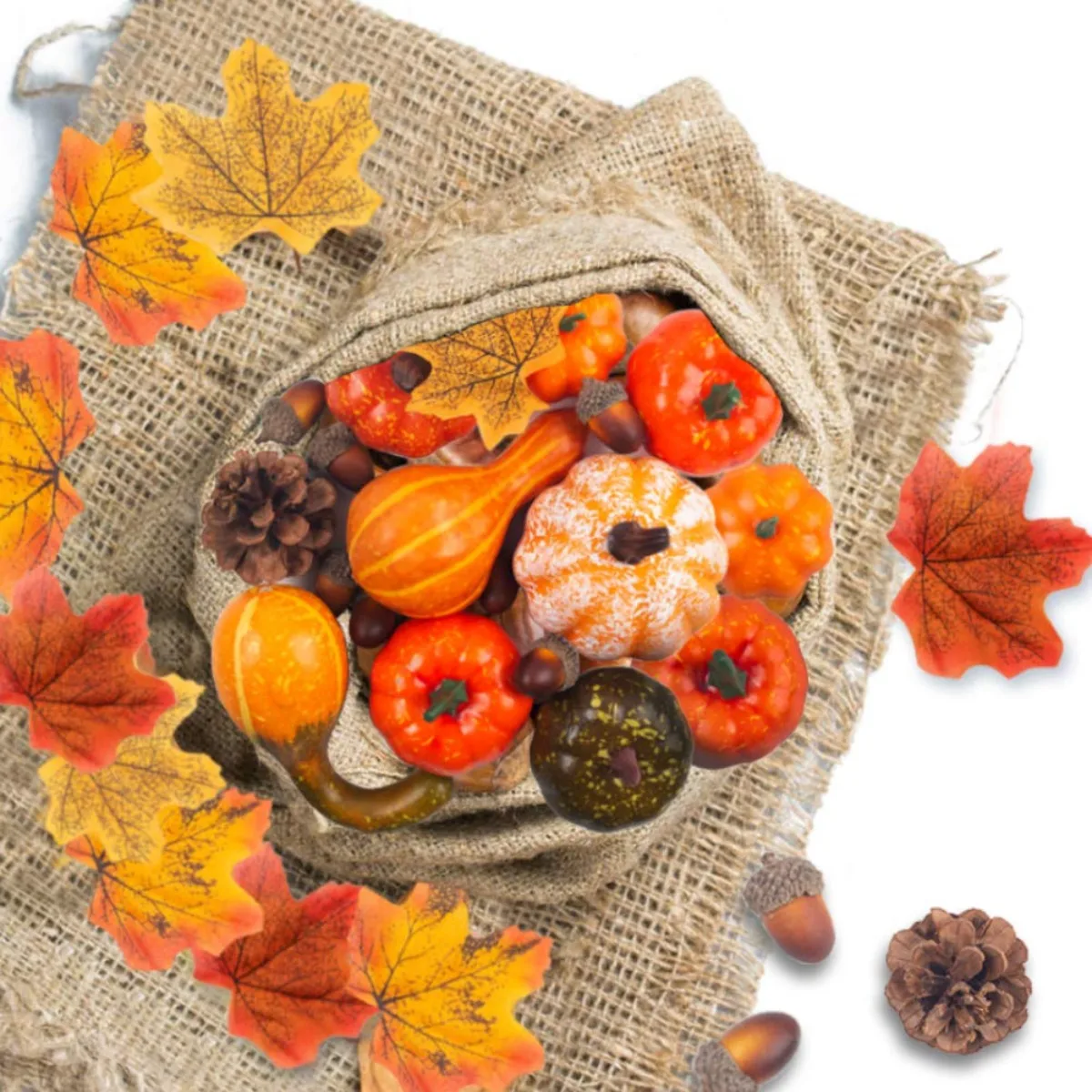 

Artificial Pumpkins Fall Harvest Decorations for Home Fake Pumpkin Pinecones Table Wedding DIY Fall Halloween Thanksgiving Decor