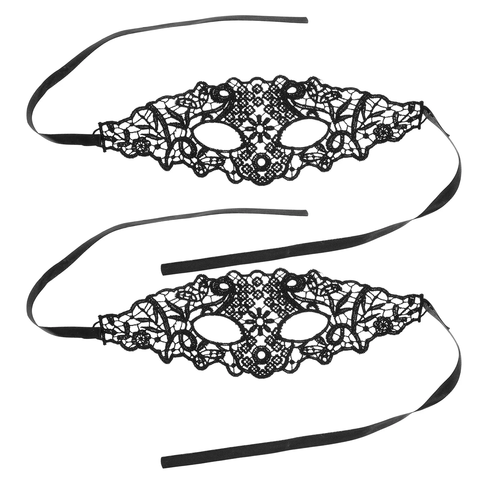 

2Pcs Lace Eye Mask Black Women Masquerade Mask Soft Lightweight for Prom Carnival Party Cosplay Costume Accessories