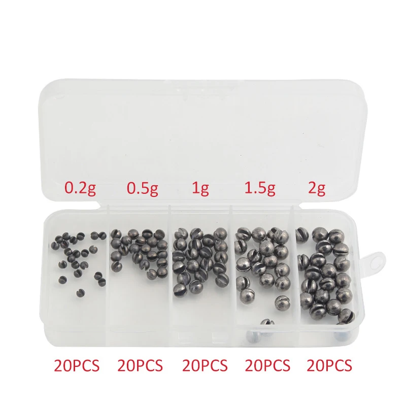 

100Pcs/box 0.2g-2g Combination Pack Detachable Sinker Split Type Lead Sinker Counter Weight Round Lead Sinker Fishing Sinker