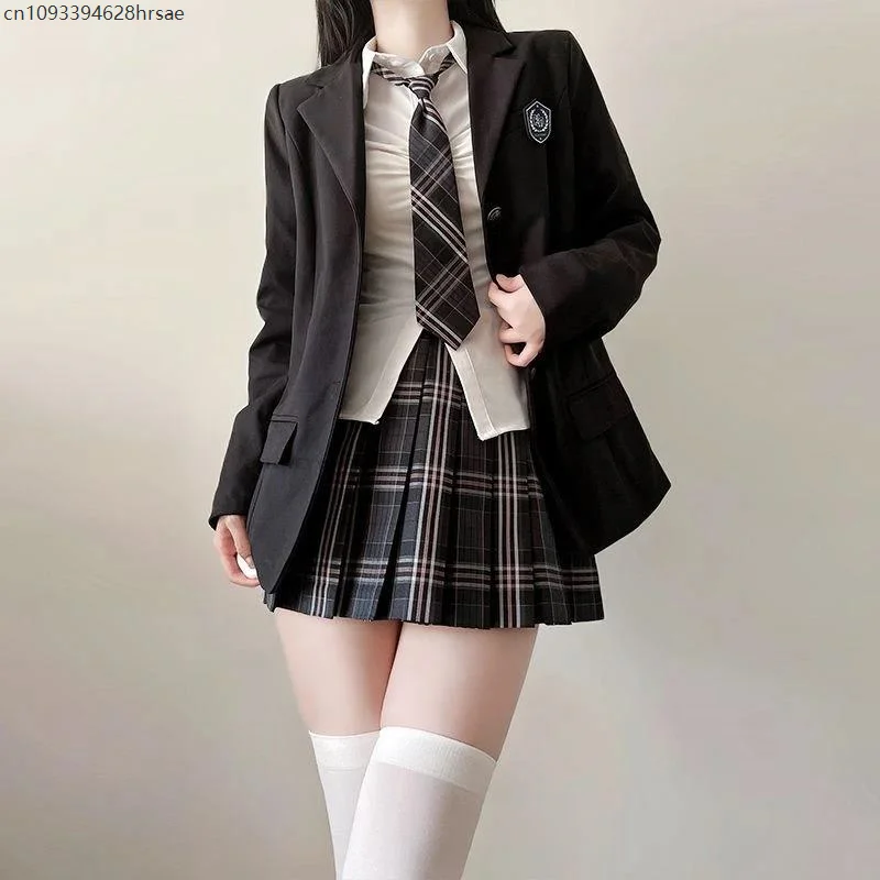 2025 متعدد الألوان التخرج الزي أكاديمية مثير مطوي تنورة التعادل مجموعة اليابان كوريا الخريف JK اليابانية زي مدرسي سترة النساء