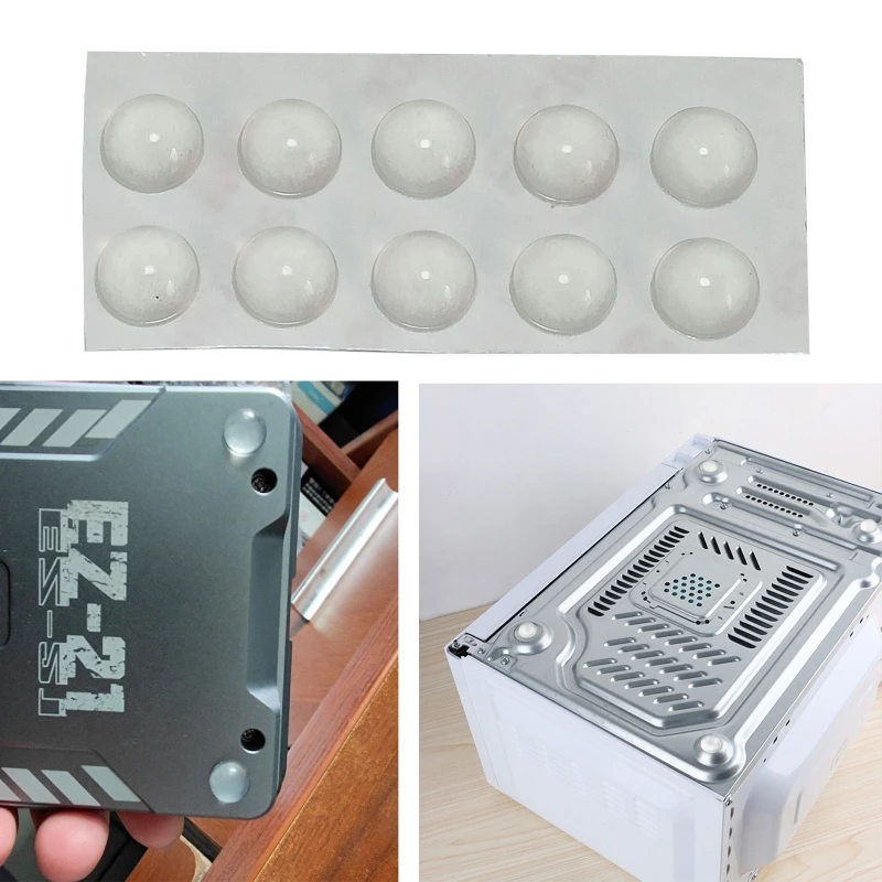 Q5WA 10 Pcs Adhesive Round Silicone Rubber Bumpers Soft Transparent Anti Slip