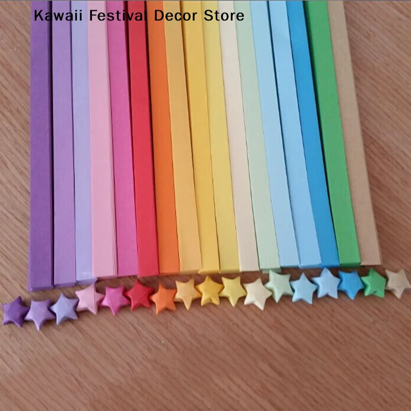 【K】Origami Lucky Star Ribbons Random Color Strips Paper Folding Kit Lucky Wish Star Decoration Wishing Star Christmas Gifts