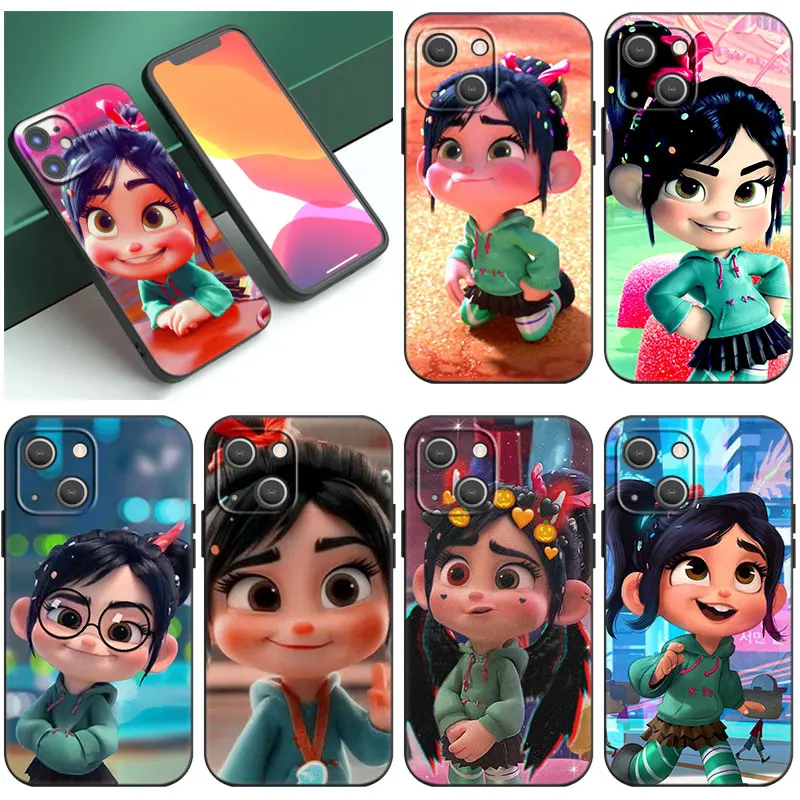 Disney Princess Vanellope Black Phone Case For Apple iPhone 14 12 13 Mini 11 Pro XR X XS MAX 6S 7 8 Plus 5S SE 2020 2022 Cover