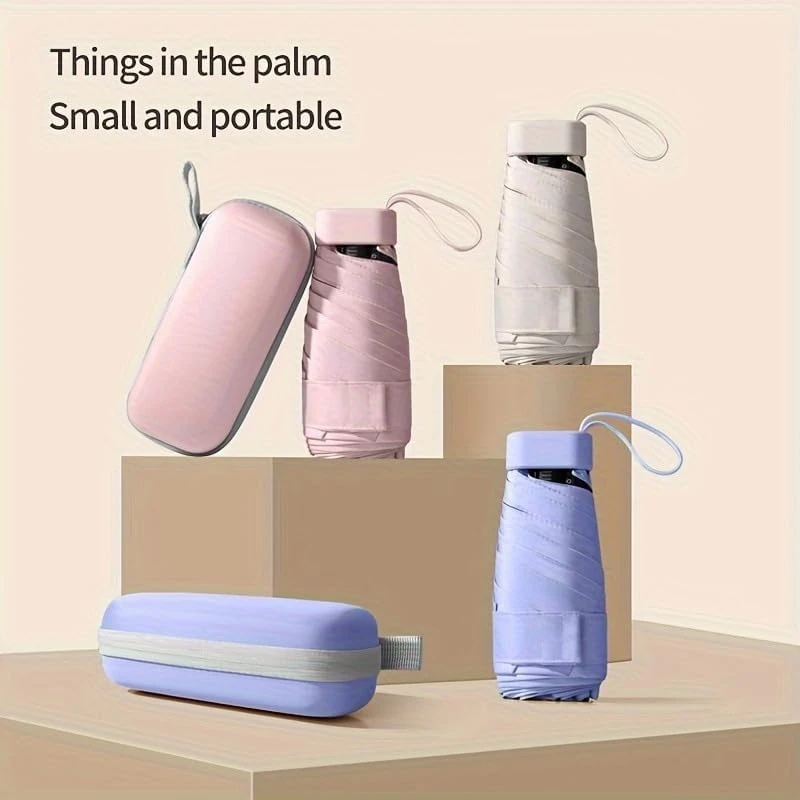 1PC Portable Mini Pocket Umbrella Popular Multi-color Folding Portable Six-fold Umbrella Rainy And Sunny Dual-use Umbrella