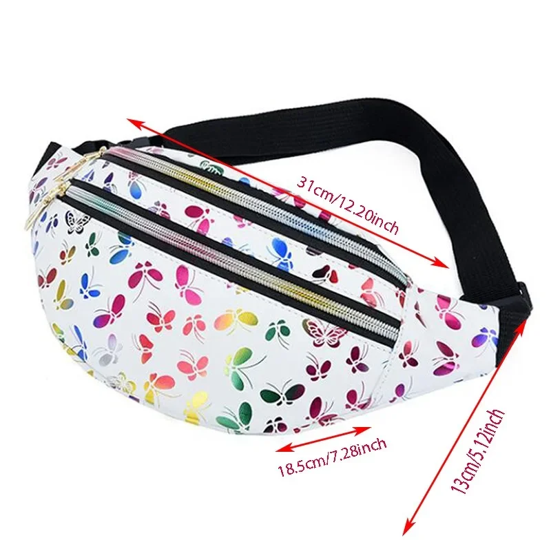 Leaf Printed Female Waist Bags Large Capacity Fanny Pack Men\'s Belt Bag Women Fashion Casual Canvas Travel Banana Bags