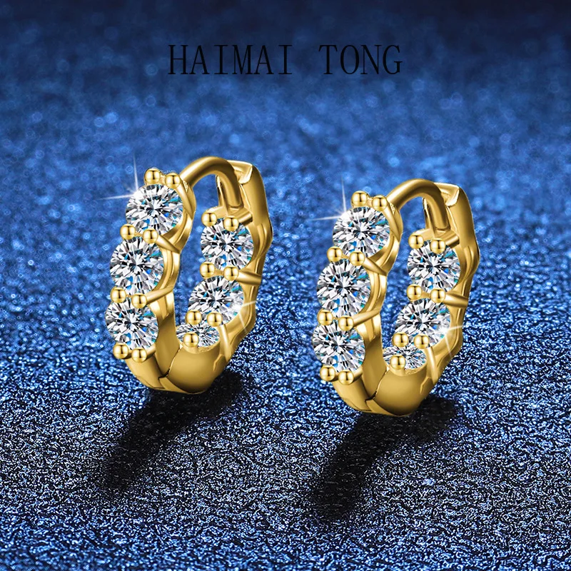 

HAIMAITONG PT950 Platinum Europe and the United States cross-border explosion, earrings, women's moissanite earrings, 1.2 carat