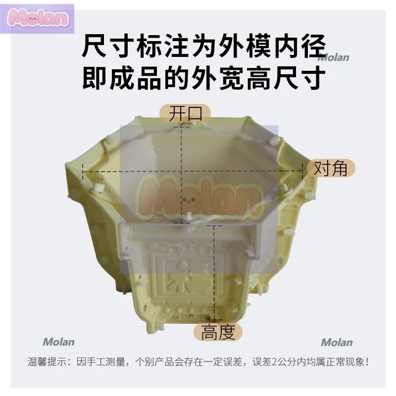 

European simple homemade new cement hexagonal flower pot mold pot, courtyard bonsai household thickened plastic model