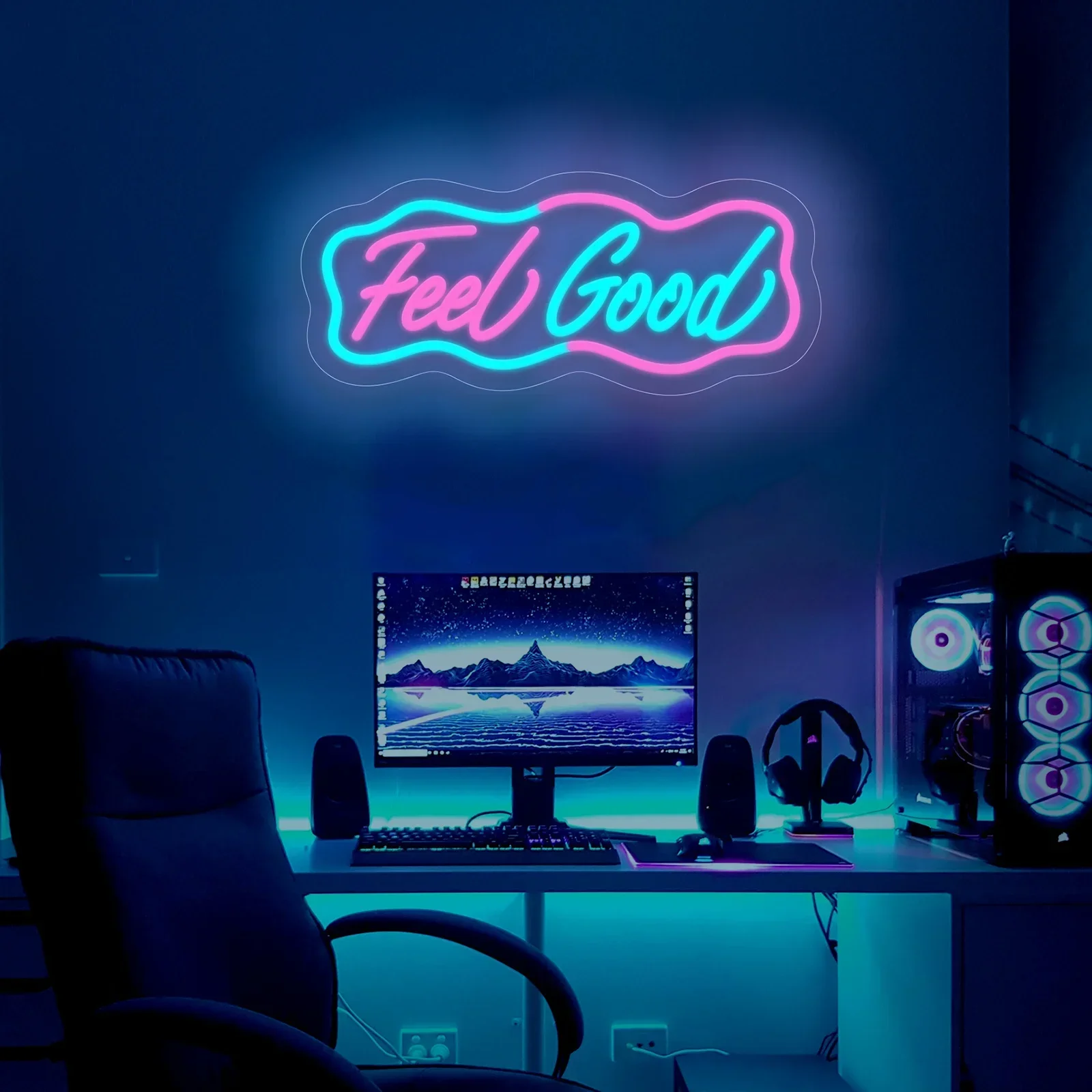    Neonowy znak LED z napisem Feel Good, zasilany przez USB, z możliwością ściemniania, do sypialni, salonu, klubu, baru, męskiej jaskini, na imprezy, prezenty, dekoracja ścienna