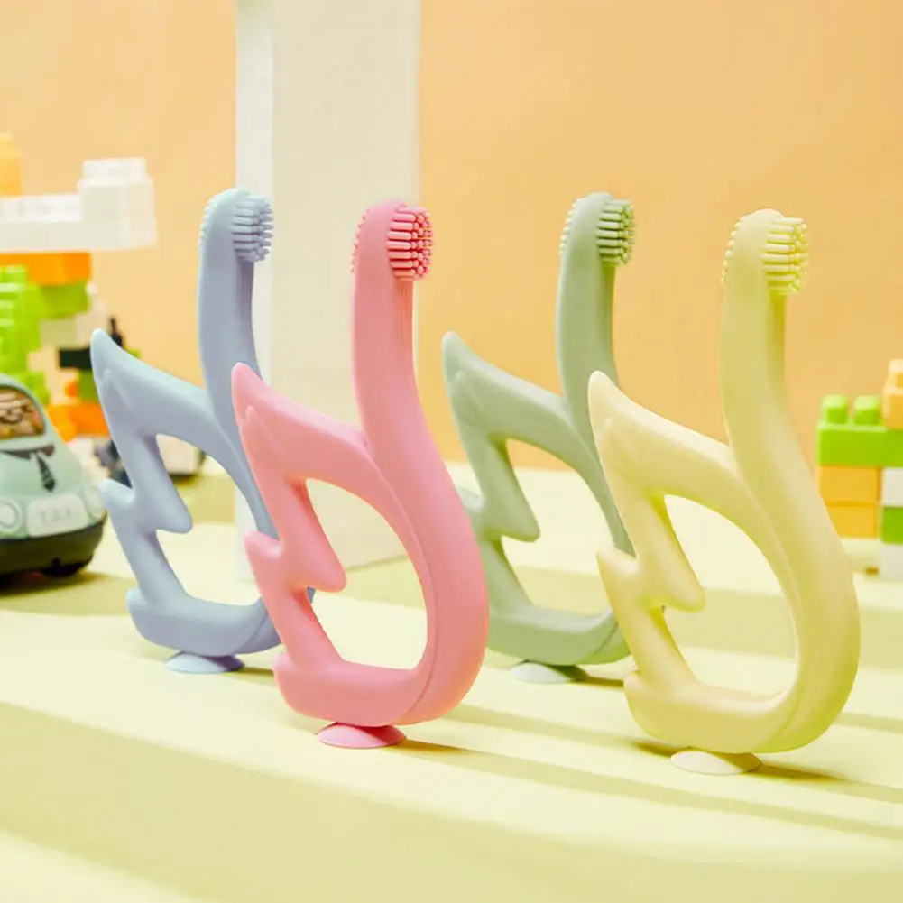 Cute Toddler Toothbrush  Reusable Kids Gift Toothbrush  Whole Mouth Teeth Cleaning Tongue Silicone Brush