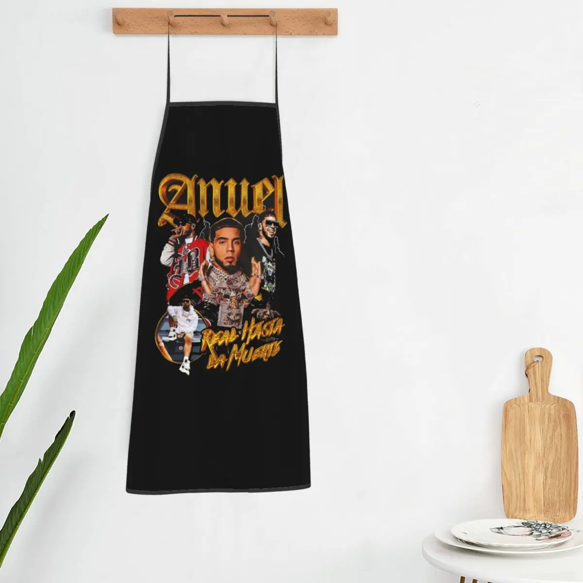 Custom Rapper A-Anuels AA Retro Graphic Bib Apron Men Women Unisex Kitchen Chef Tablier Cuisine for Cooking Baking Gardening