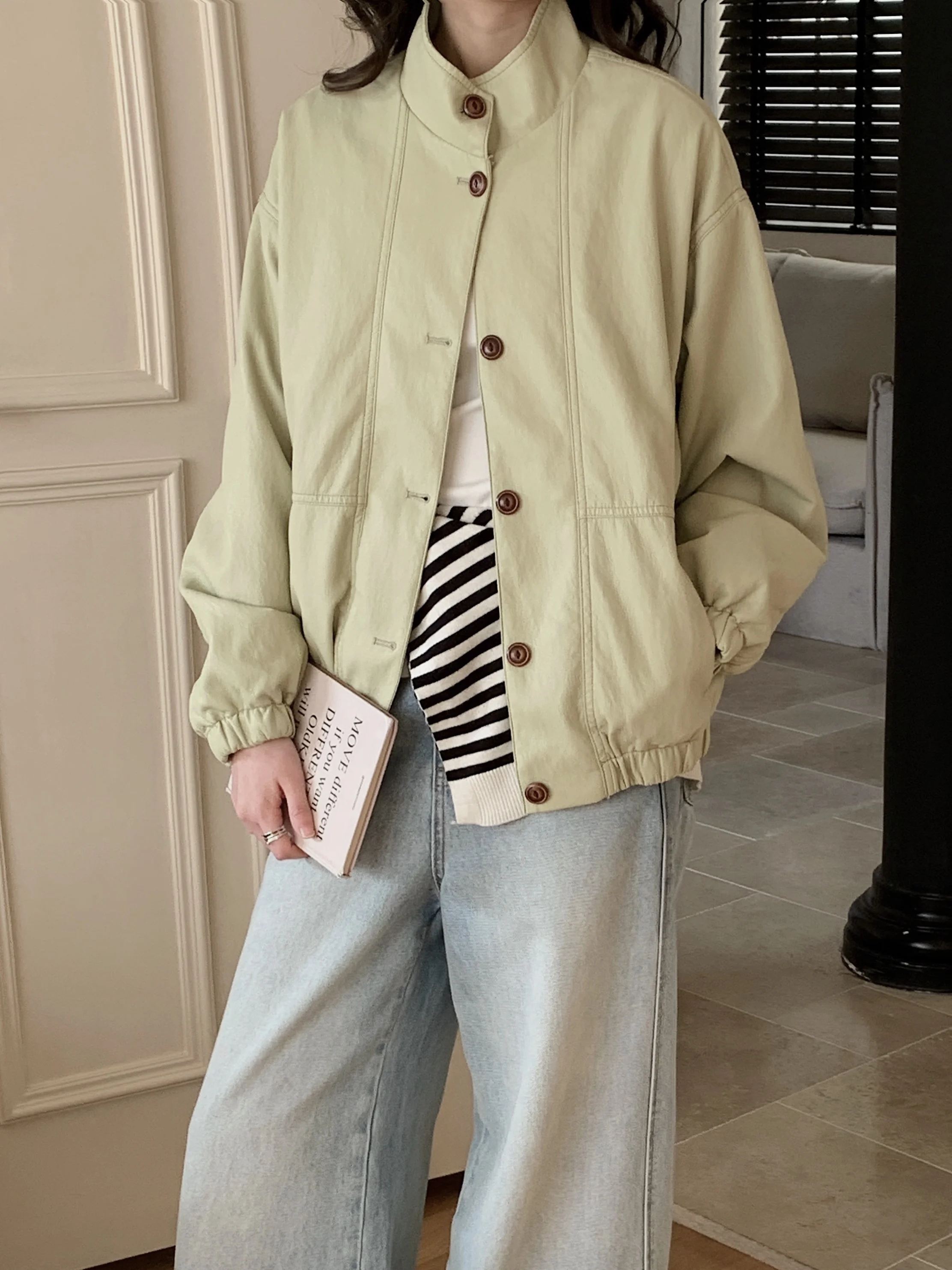 Spring New Sle Korean Version Slim Fit Stand Collar Loose ort PU Leather Jaet Women's Top Soft Leather Coat Jaet