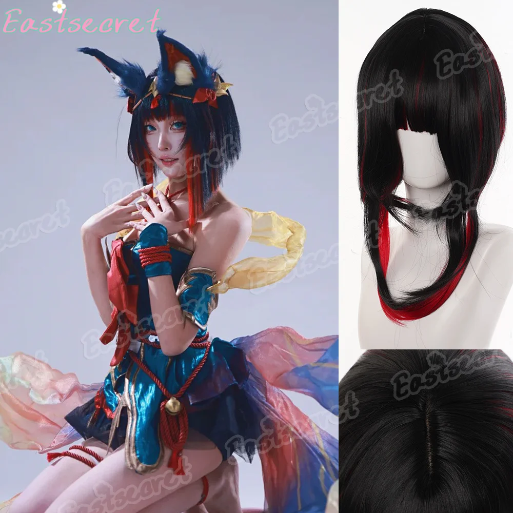 

LOL-Ali парик для косплея, черный, красный, окрашенный в крестиком, голова медузы, короткие прямые волосы с челкой, синтетический дизайн парика