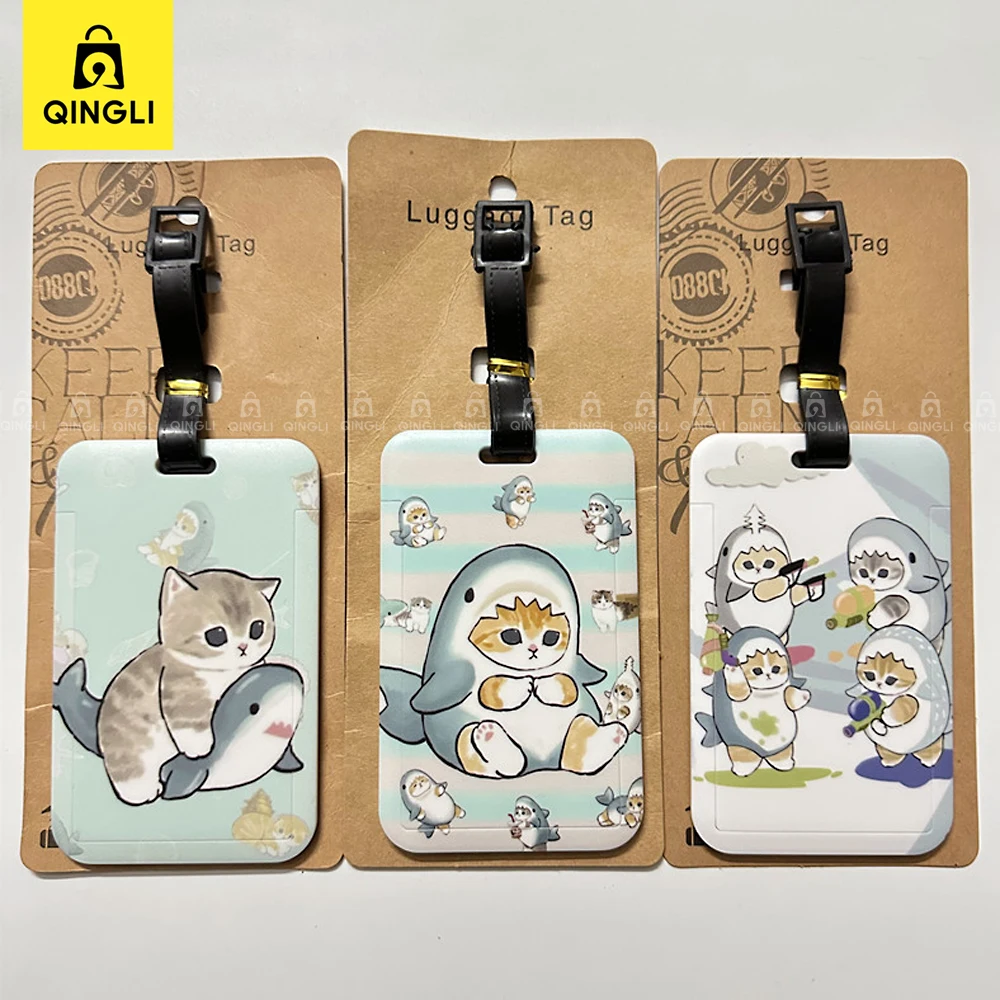 New Cartoon Animal Shark Cat etichetta per bagagli per donna uomo accessori da viaggio etichetta per valigia Anti-smarrimento etichetta per nome indirizzo portatile