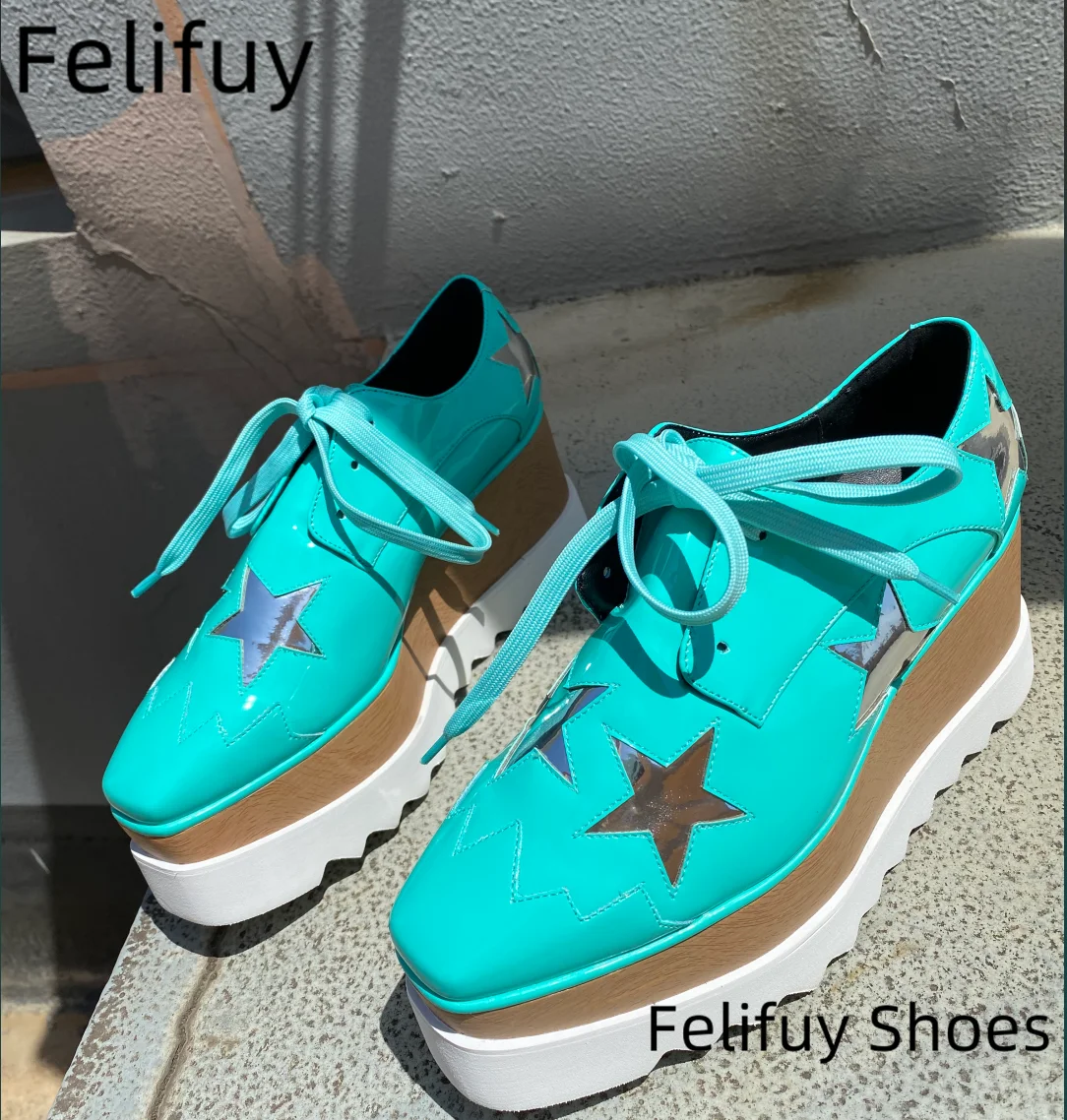 Women's Platform Stars Breathable Sneakers Womens Spring New Casual Wedge Casual Shoes Tennis Female Thick Woman Summer Trainers