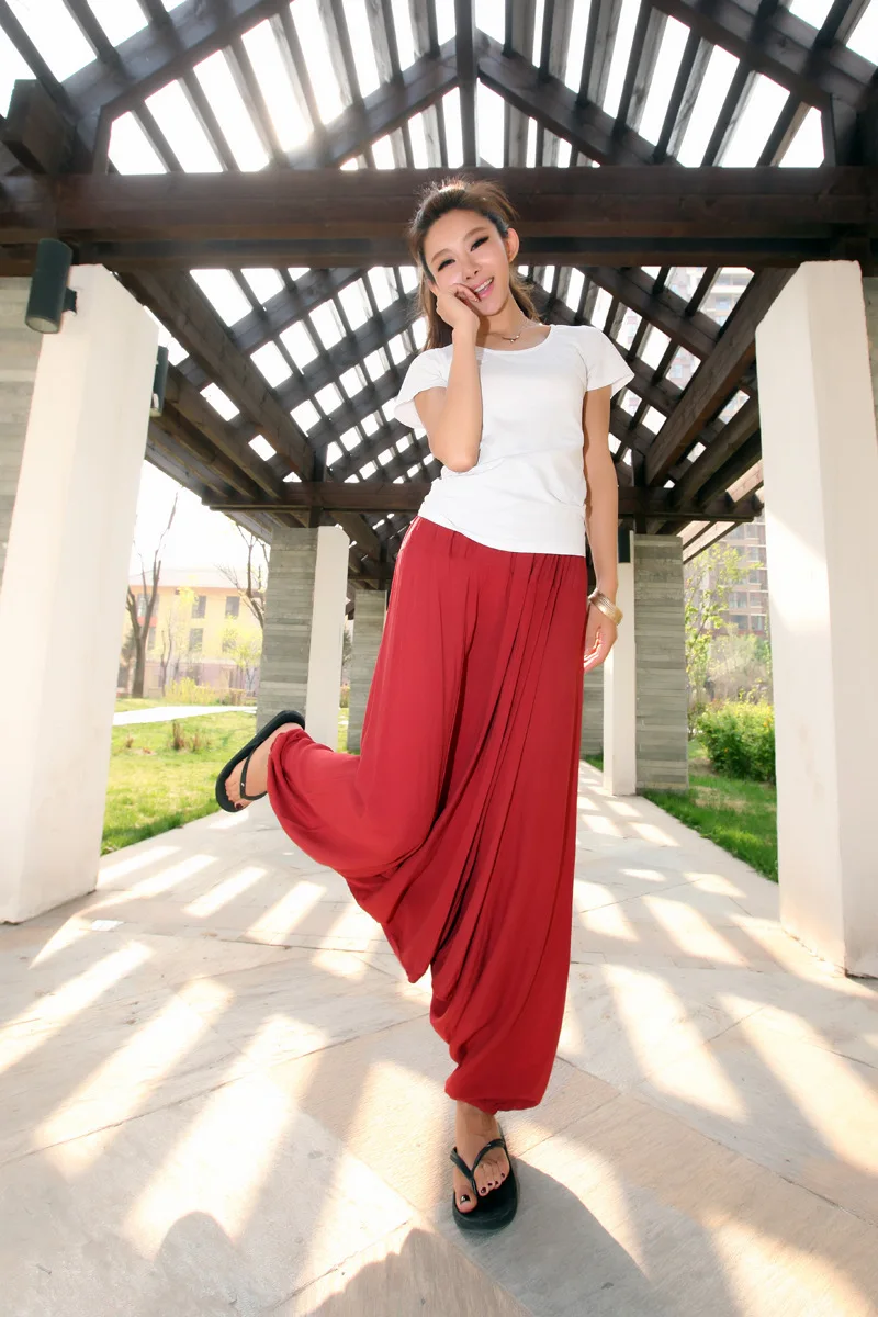 2026 Spring Women Casual Loose Harem Pants Solid Elastic Waist Summer Wide Leg Pants Plus Size Cotton Linen Trousers 4XL 5XL