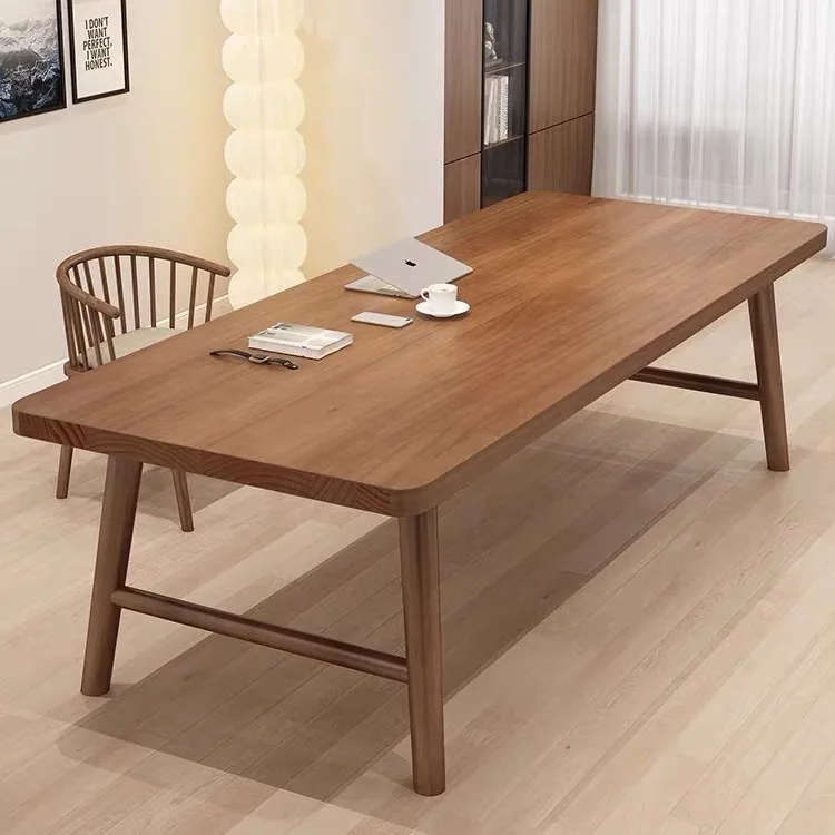Solid wood table Library reading room desk study table Modern simple workbench Reception long table Conference