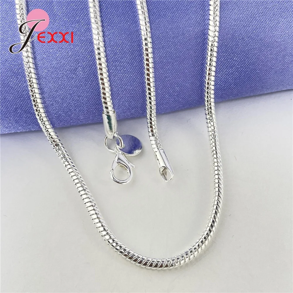 Promotion Sale Real Pure 925 Sterling Silver Necklace Chain with Lobster Clasps Men Women Collar 1.2MM/3MM/4MM 16-30 Inch