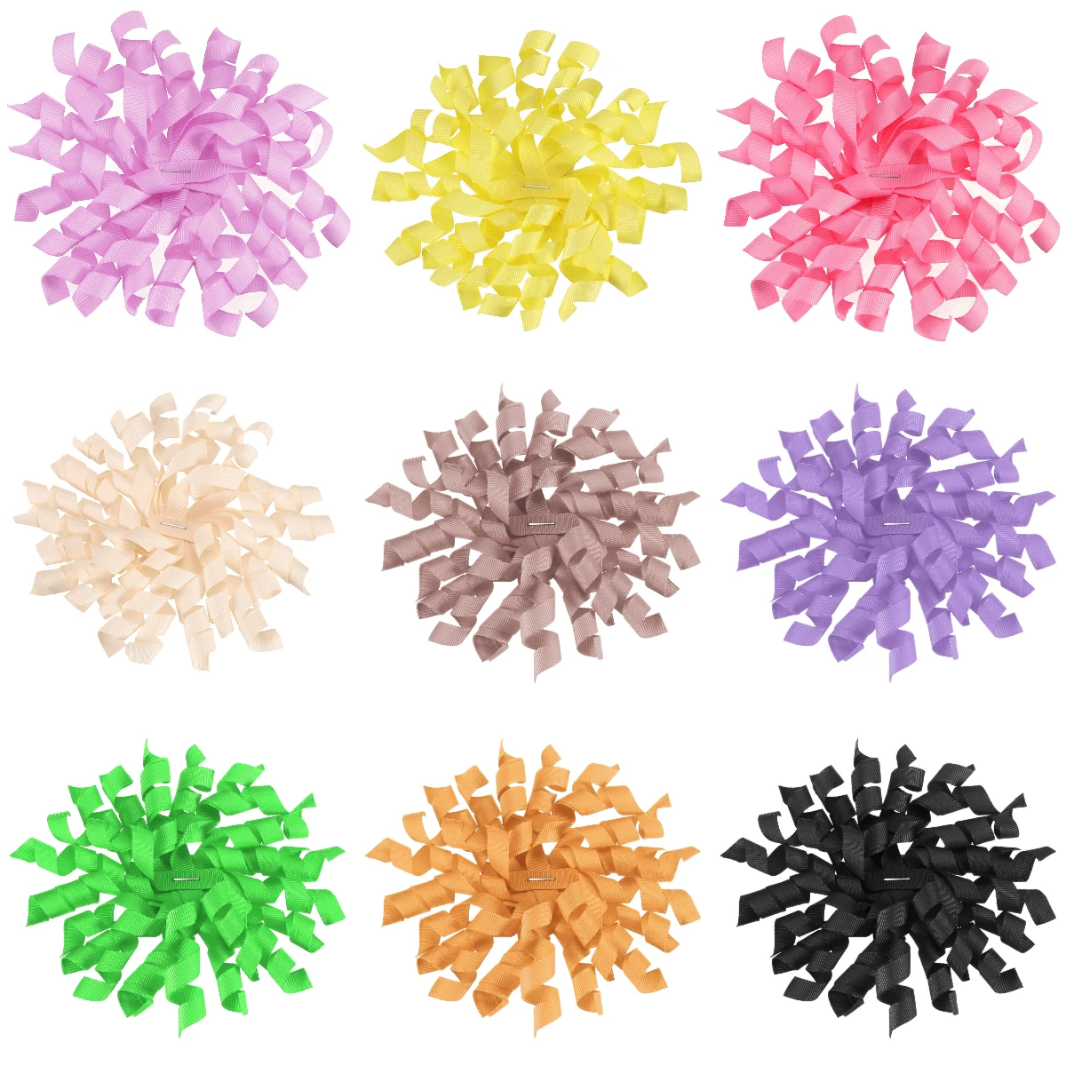 

6pcs 4" Grosgrain Curly Bows Self-Adhesive Curly Ribbon Twist Tie Bows Christmas Burst Gift Bow for Presents Wedding Party