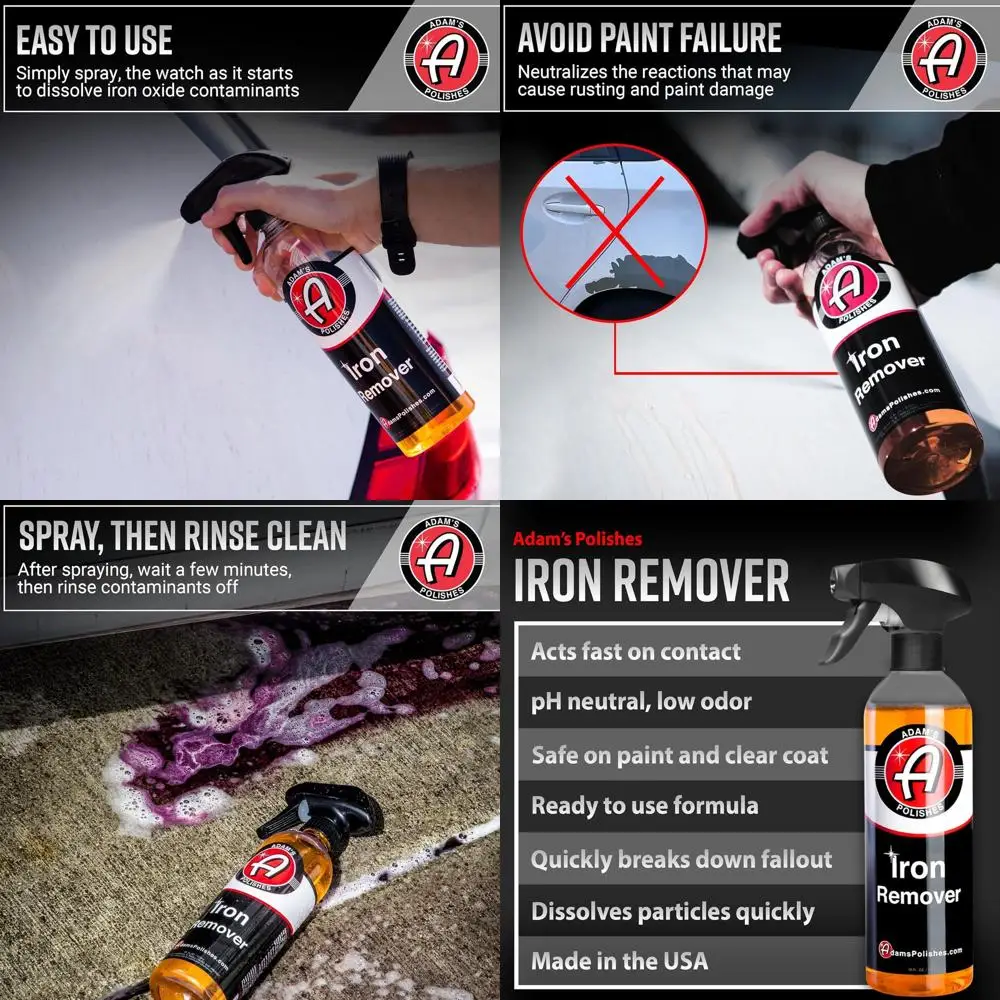 

Adam's Iron Remover (16oz) - Iron Out Fallout & Stop Rust Remover Spray for Car Detailing Removes Iron Particles in Auto Paint,