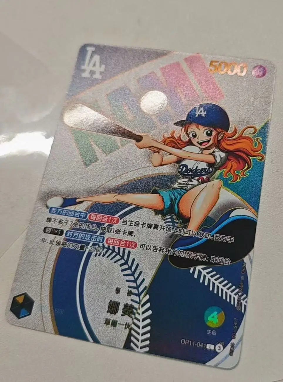 Tarjeta Coleccionable de Anime y Dibujos Animados DIY de ONE PIECE Nami y Shohei Ohtani - Estilo Béisbol Dodgers - Tarjeta Flash de Autoseguro con Firma para Intercambio - Regalo